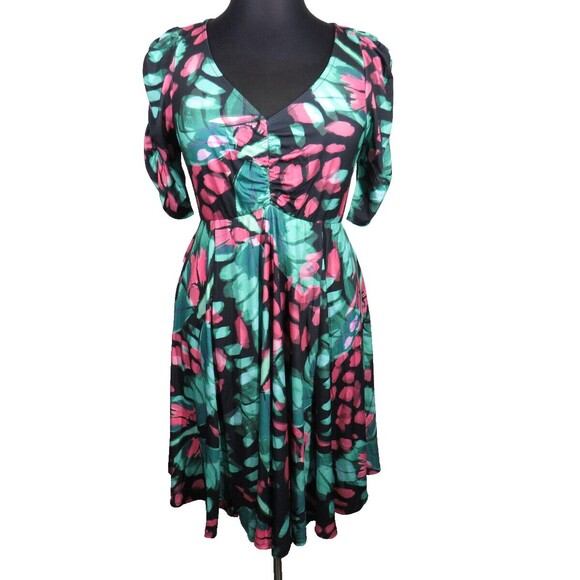 Torrid Studio Knit Cinch Front Butterfly Print Skater Dress -Pockets- Plus 2X - Picture 3 of 9